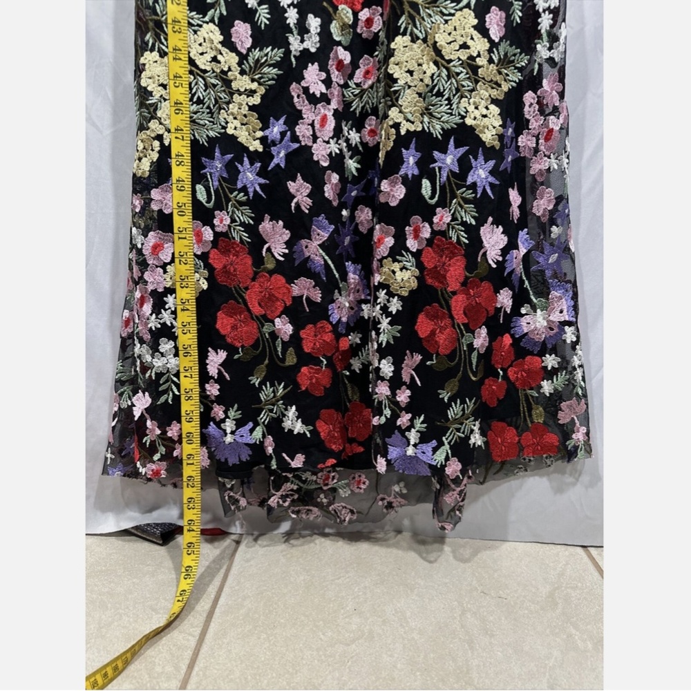 NWT $598 Mac Duggal‎ [ 8 ] Floral Lace Embroidered Sweetheart Gown Black Red - Picture 7 of 16